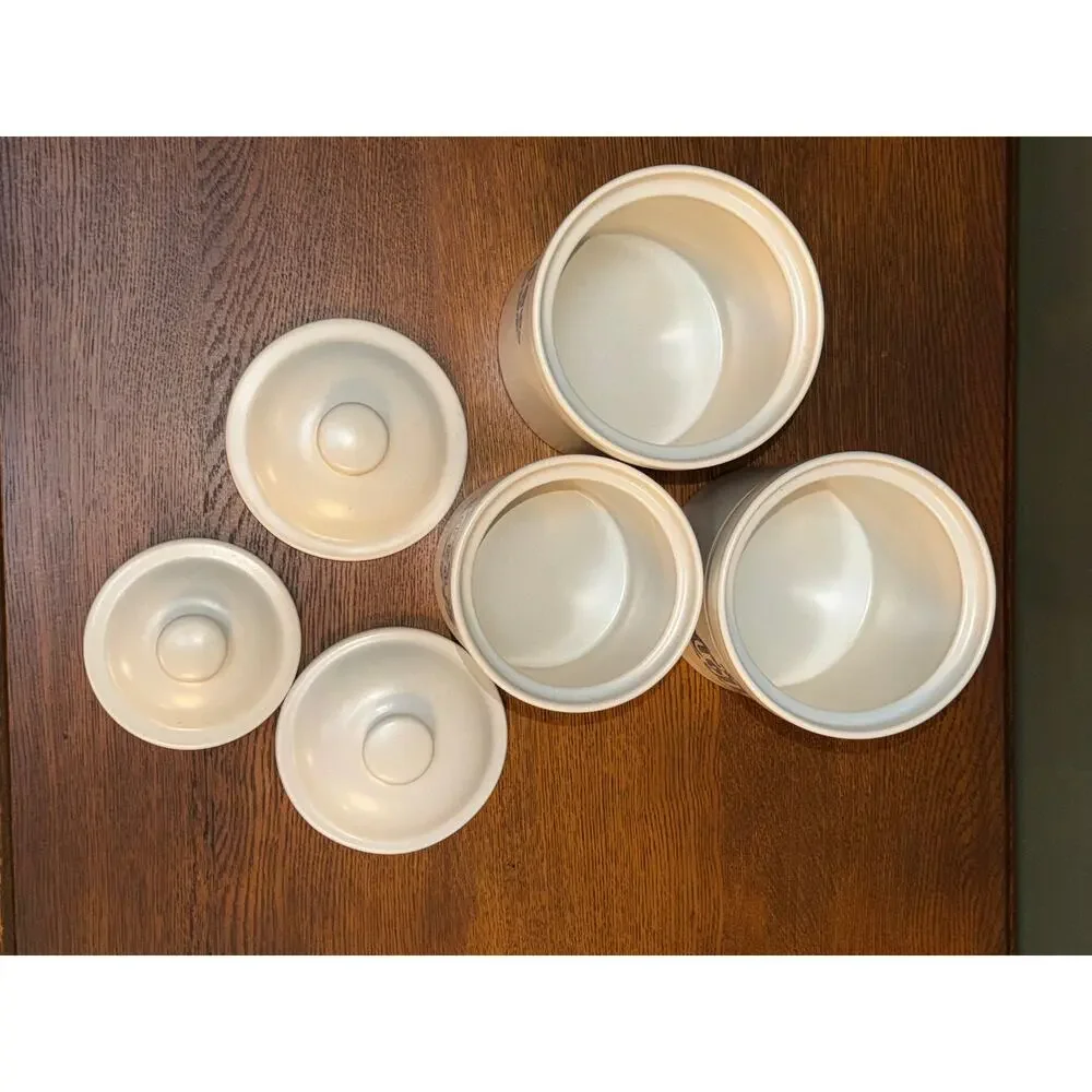 Set of 3 Vintage Pfaltzgraff Yorktowne Canisters w/ Lids- Coffee, Tea, Cookies